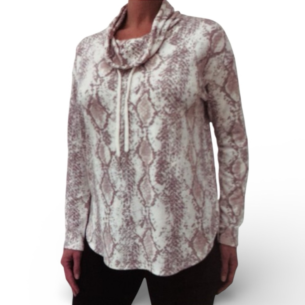 CALVIN KLEIN Snakeskin Print Cowl Neck Sweatshirt